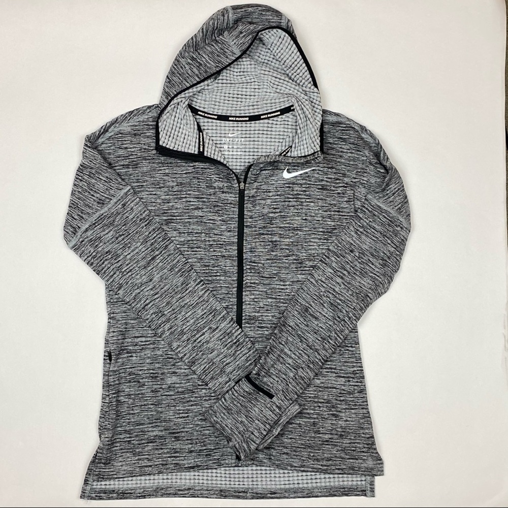 Nike Black Heather Therma Sphere Element L/S ZipRunning Hood XS - Picture 5 of 13